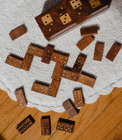 Domino Family Fun Wooden Game Set - Handmade