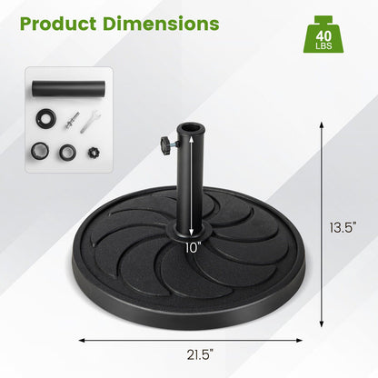 Heavy Duty Round Outdoor Umbrella Base - 40lb