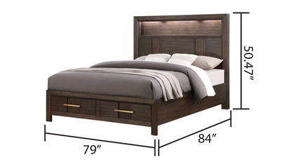 Modern 4 Piece Bedroom Set in Dark Walnut - King Size