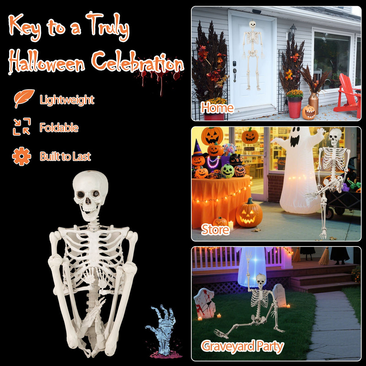 5.4 FT Life Size Posable Skeleton