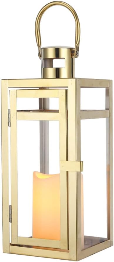 Stainless Steel Decorative Lantern - Gold