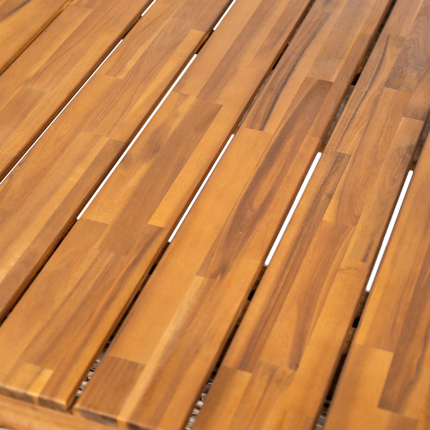Outdoor Acacia Wood Dining Table - Teak + Light Brown Wicker