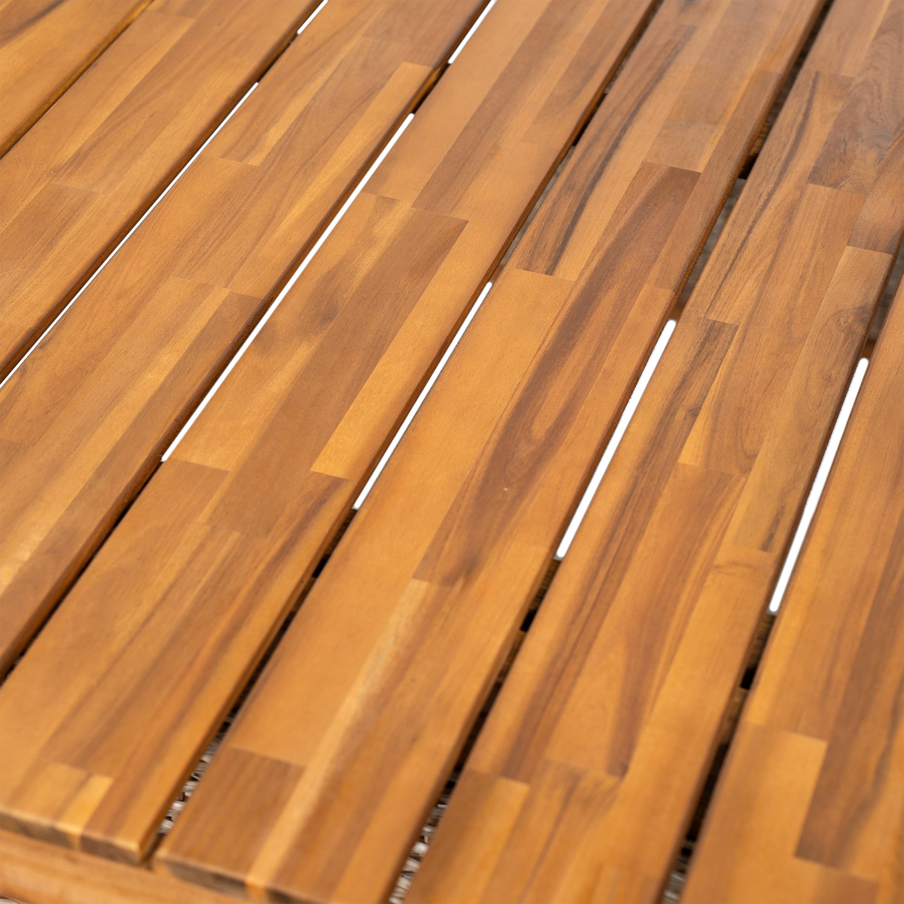 Outdoor Acacia Wood Dining Table - Teak + Light Brown Wicker
