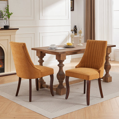 Set of 2 Rayon Cloth Flocking Linen Dining Chairs