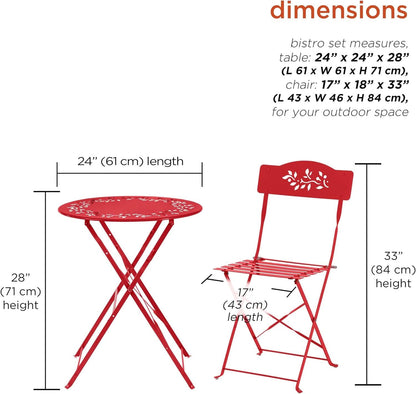 Indoor/Outdoor 3 Piece Bistro Set in Red
