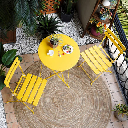 3 Piece Outdoor Bistro Set - Yellow