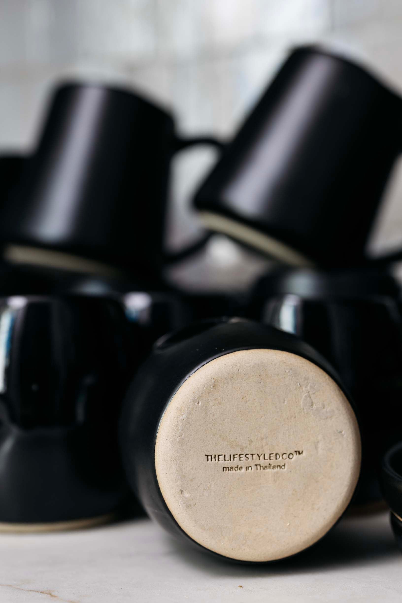Dean Stoneware Coffee Mug - Matte Black - Set of 4