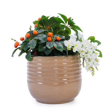 Set of 3 Ceramic Flowerpots - Antique Bronze