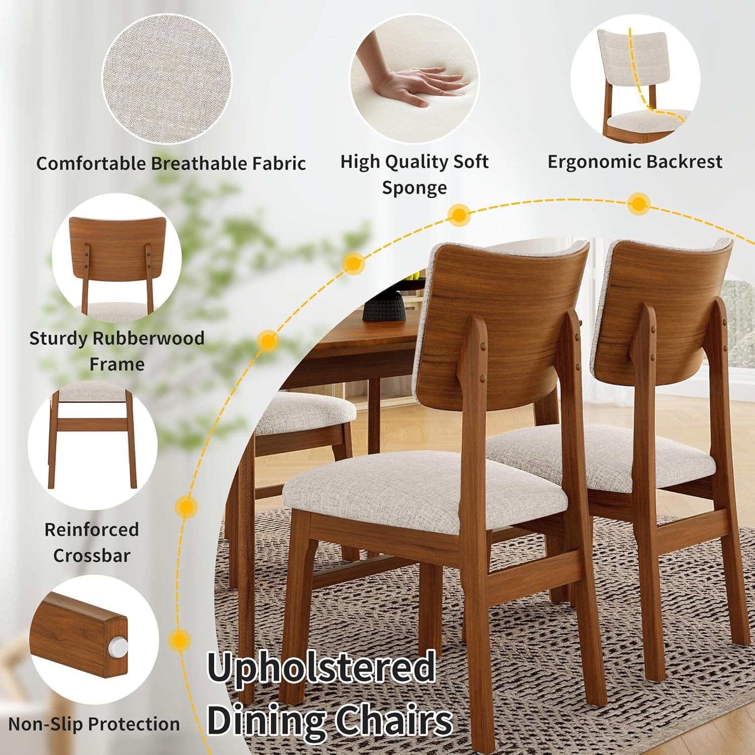 Solid Wood Dining Set For Small Spaces  - 5 Pc Set