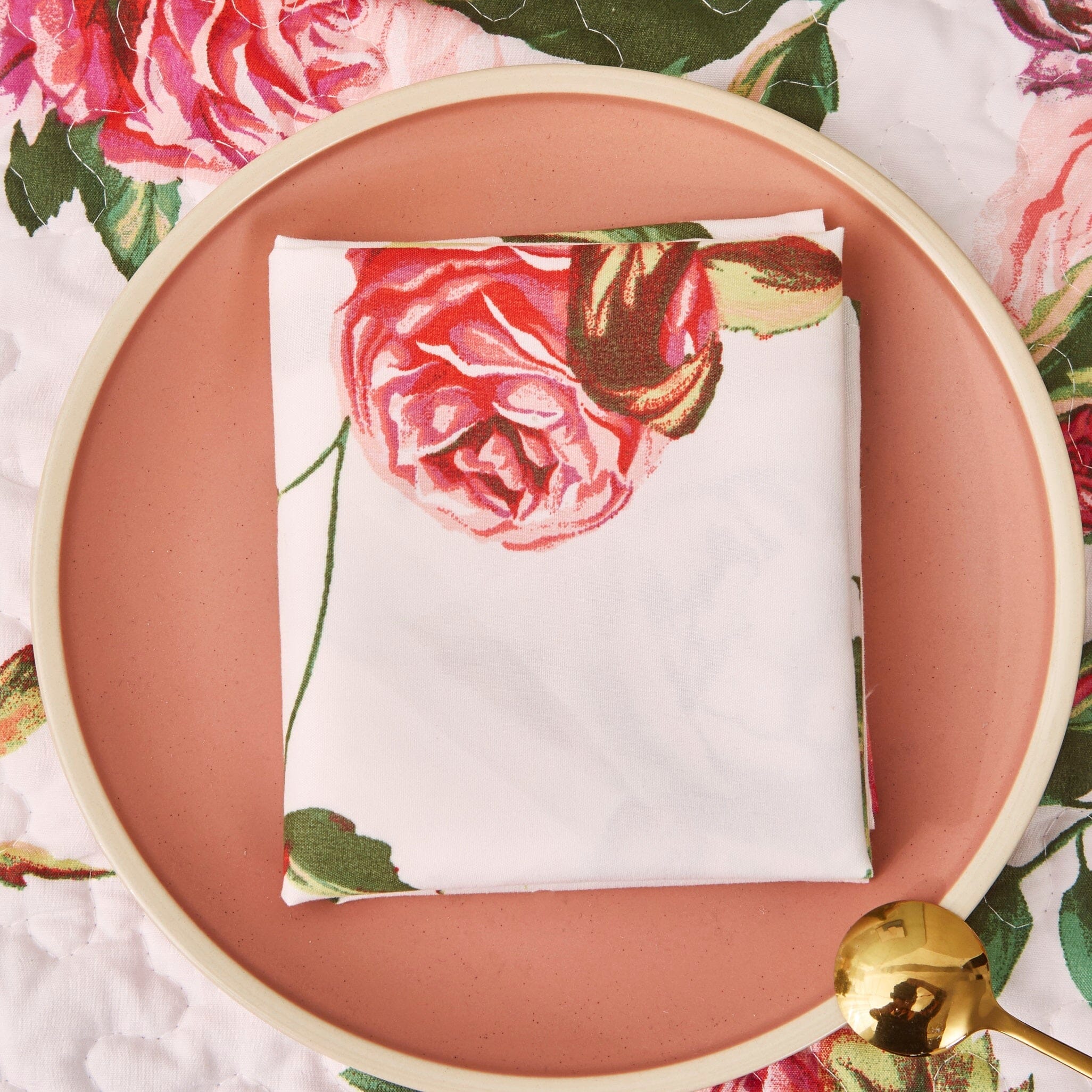 Romantic Roses Floral Dining Napkins - 4 Pc Set