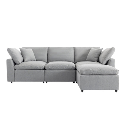 Down Filled Sectional Sofa in Grey