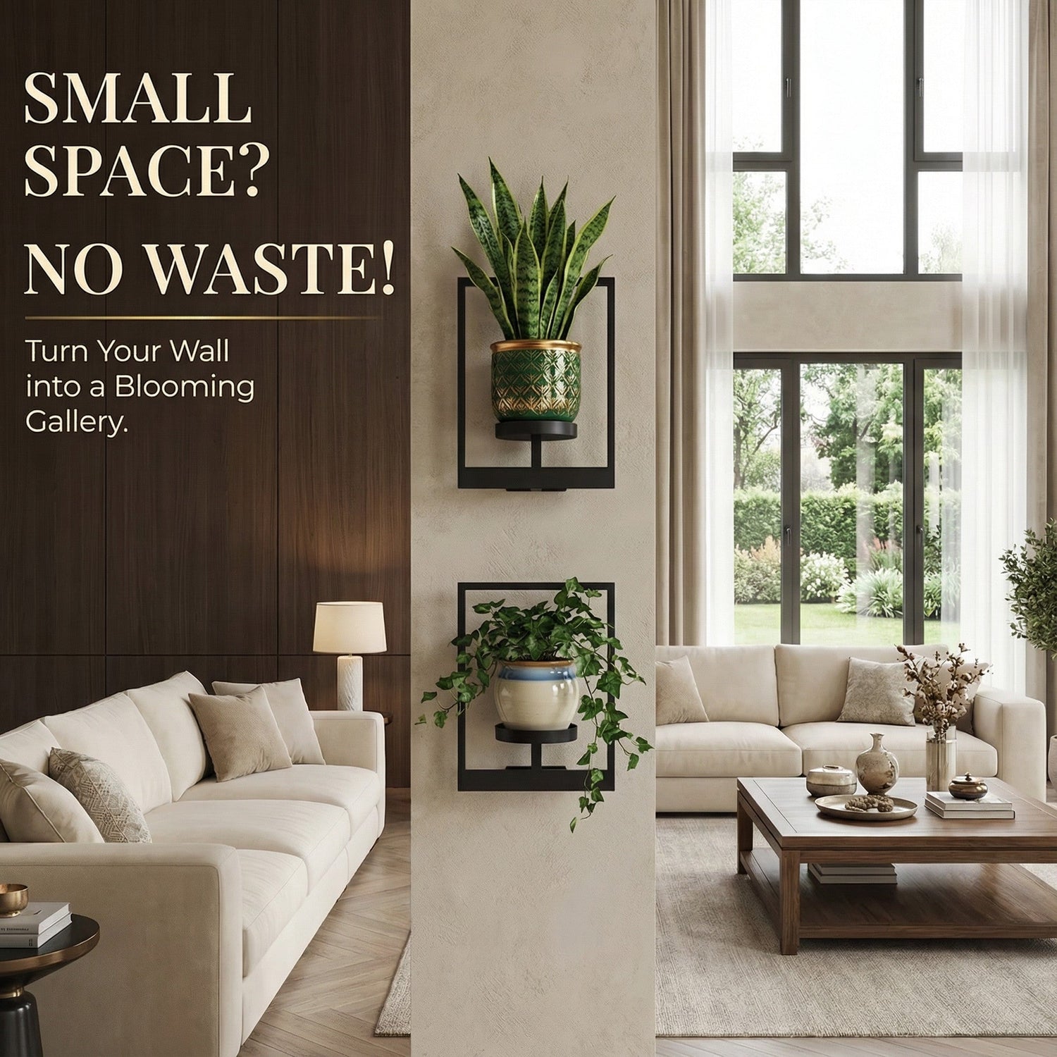 Metal Wall Frame with Shelf (2 pc Set)