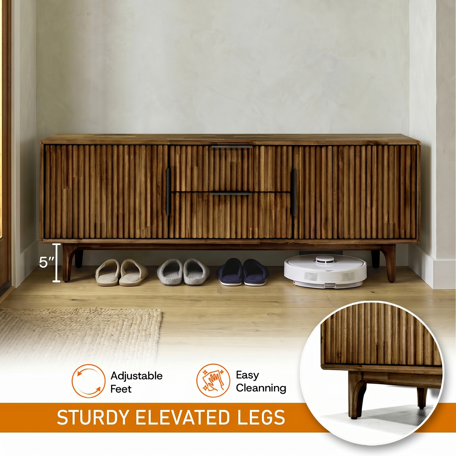 Bosk Solid Wood Storage Bench in Walnut or Natural