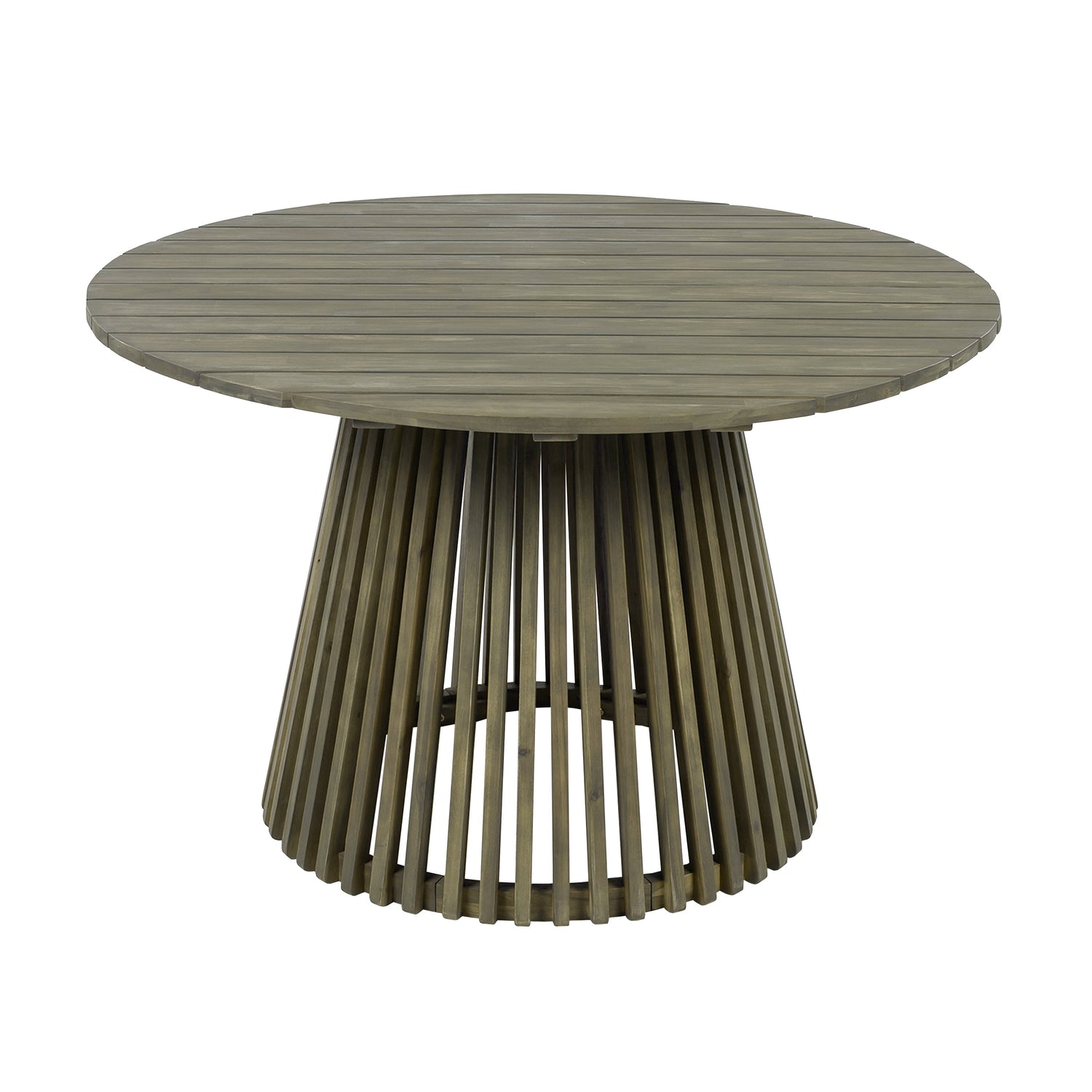 Round Outdoor Grey Acacia Wood Patio Dining Table - 47.25 inch