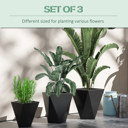 Set of 3 Tall Planters - Black