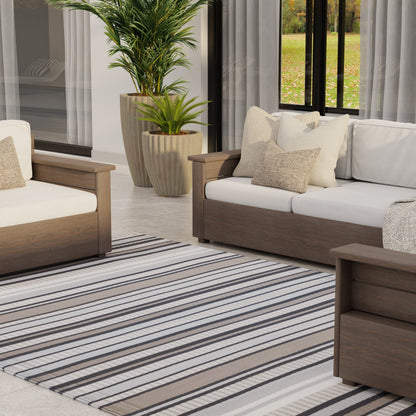 Stripes Cool Grey Outdoor Mat