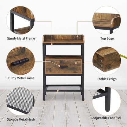 Set of 2 Industrial Style Nightstands