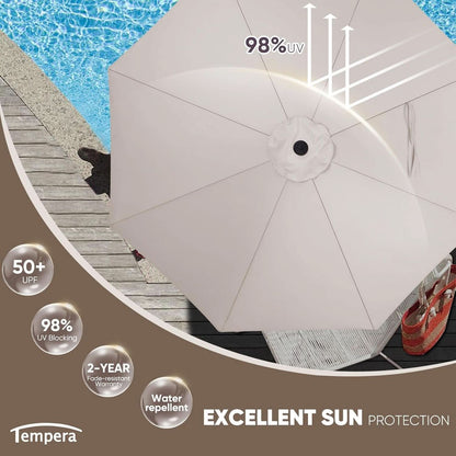 Large Market Outdoor Umbrella With Push Button Tilt - Beige