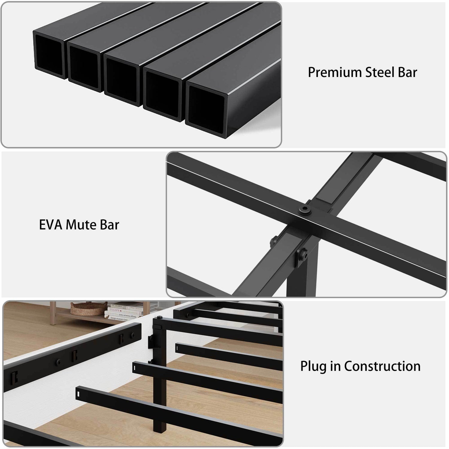Wood Platform Bed Frame in White - King