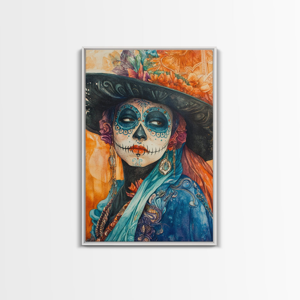 Dia De Los Muertos Framed Canvas Wall Art