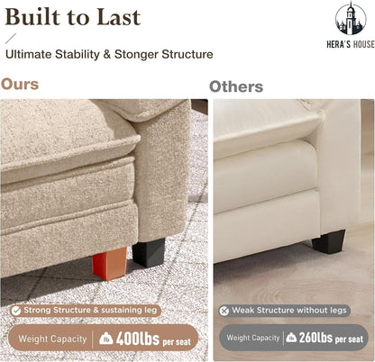 Chenille Modular Sectional Sofa in Beige