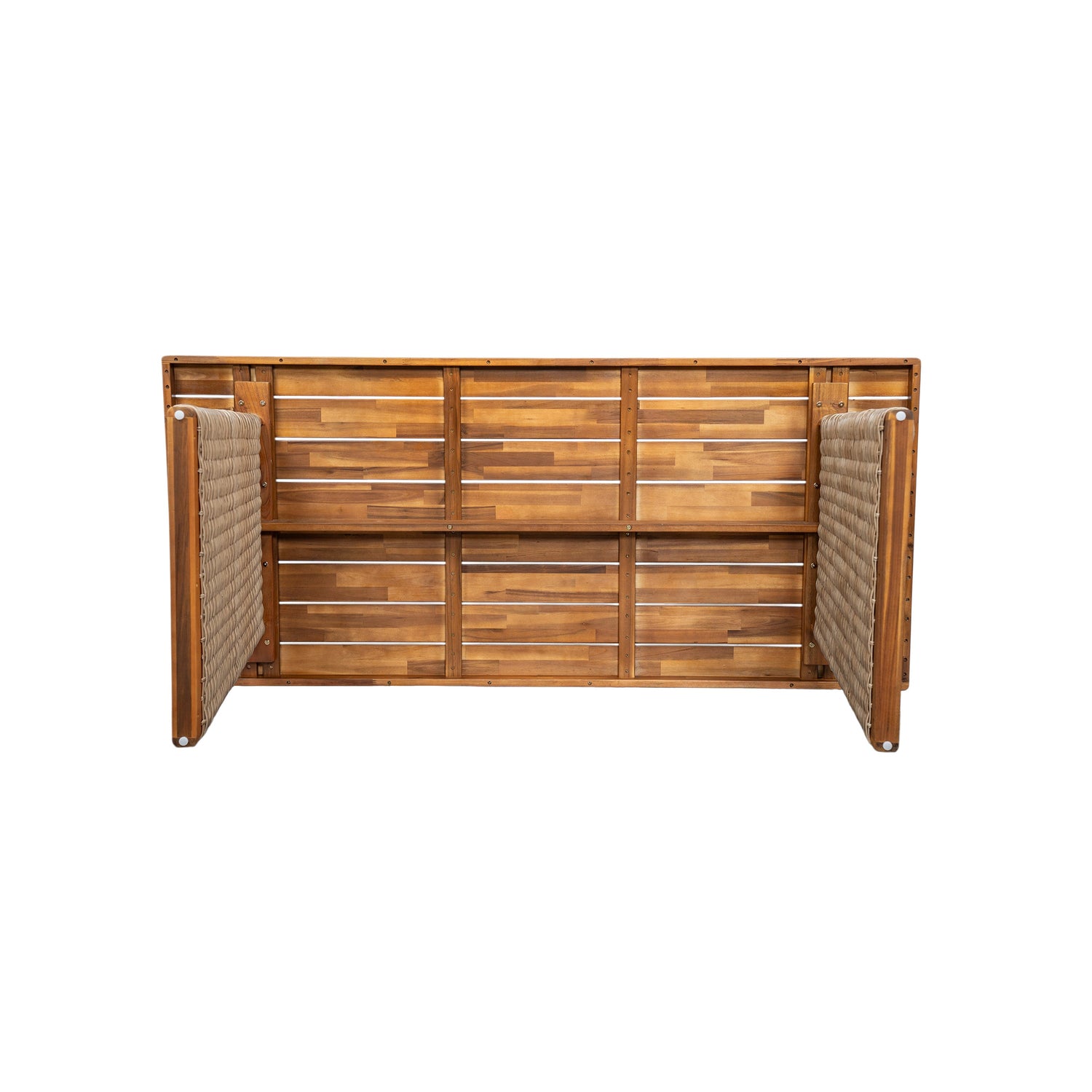 Outdoor Acacia Wood Dining Table - Teak + Light Brown Wicker