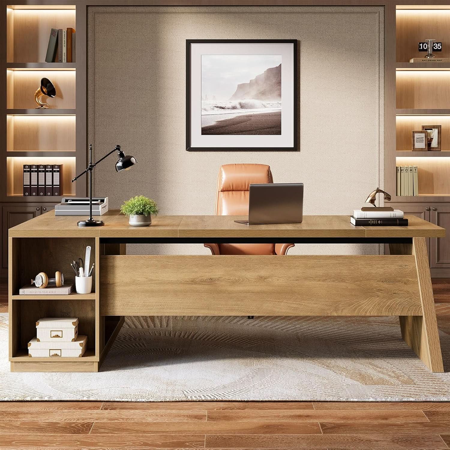 Spacious L-Shape Executive Corner Desk with Storage - 78"