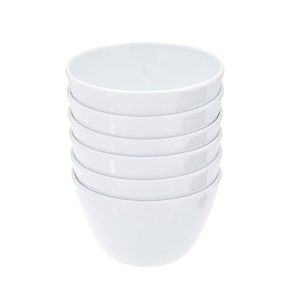 Set of 6 Round Melamine Bowls - White, 8 oz