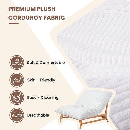 Oversized Chaise Lounge Chair in Beige Corduroy