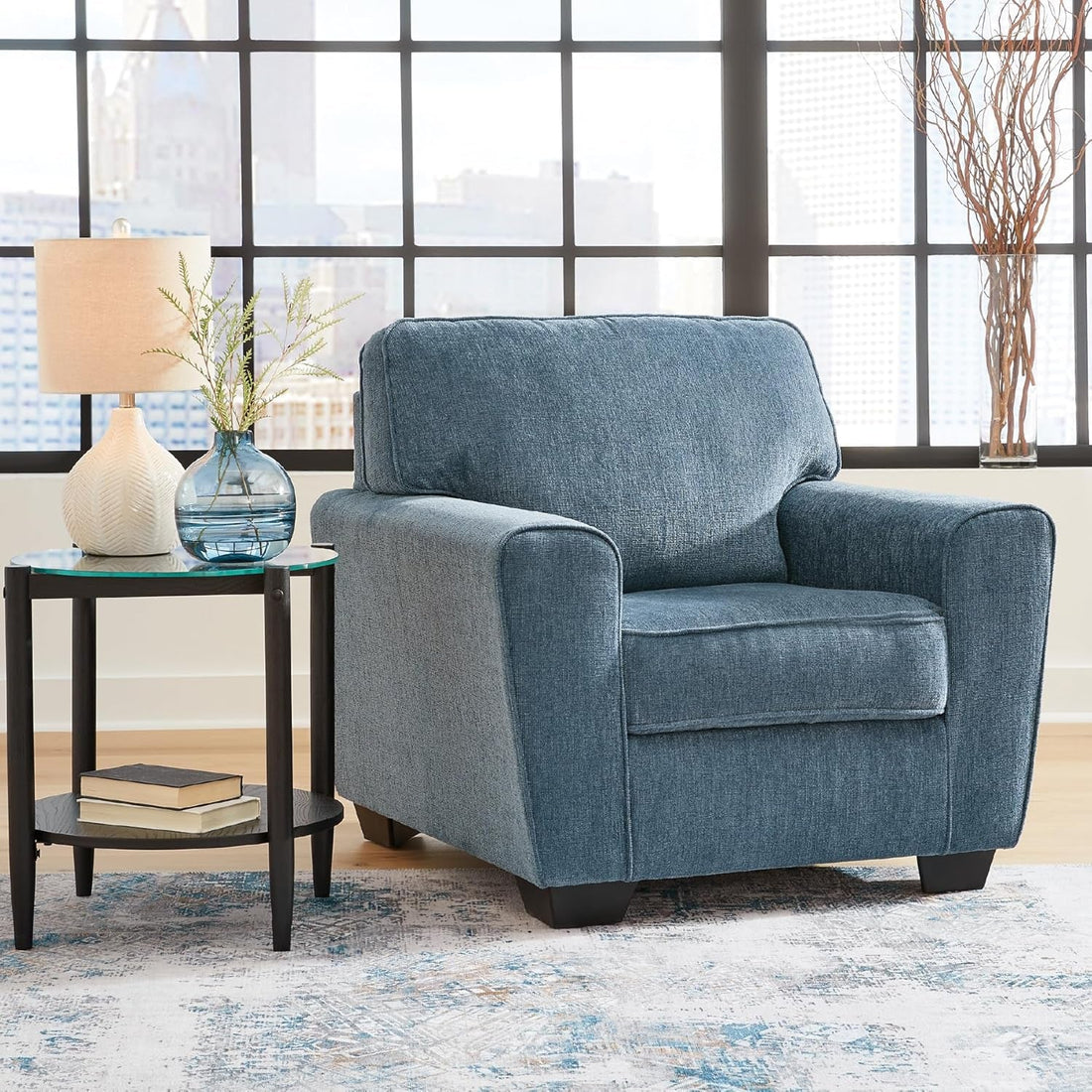 Upholstered Accent Chair In Sky Blue