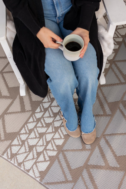 Zig Zag Grey Outdoor Mat