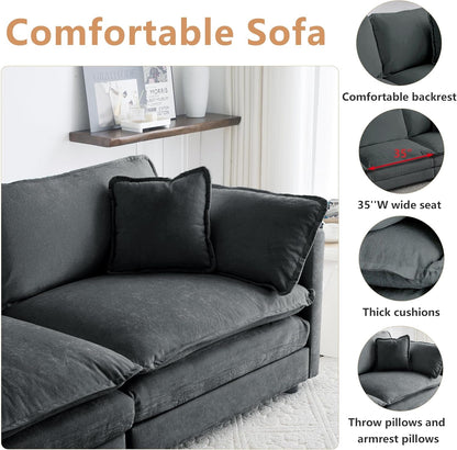 Chenille 2 Piece Loveseat Armchair Set in Charcoal