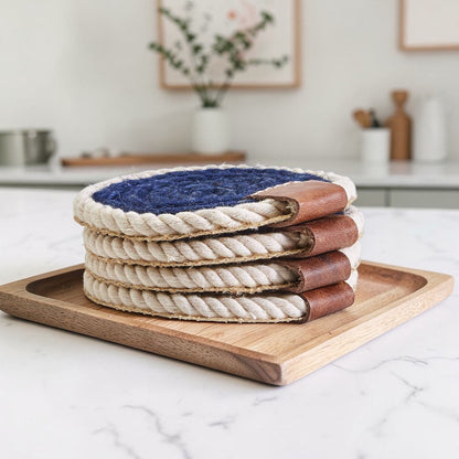 Nautical Rope Braided Coasters - Set of 4