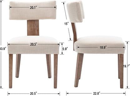 Modern Linen Fabric Upholstered Dining Chairs- 6 Pc Set
