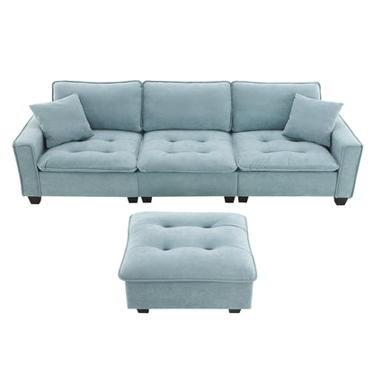 Modern Reversible Sofa Sectional in Sky Blue