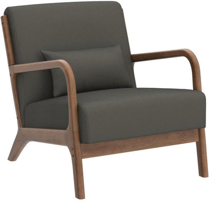 Olive Gray Upholstered Mid Century Modern Accent Armchair
