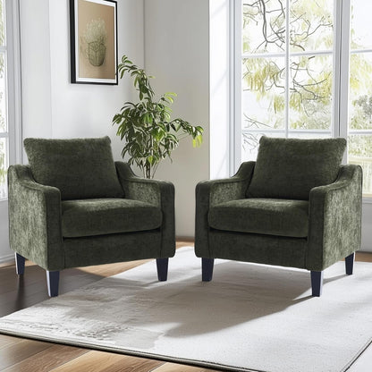 Green Chenille Armchair