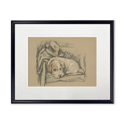 Dog with Hat Sketch Print in Black Frame - 20 x 16