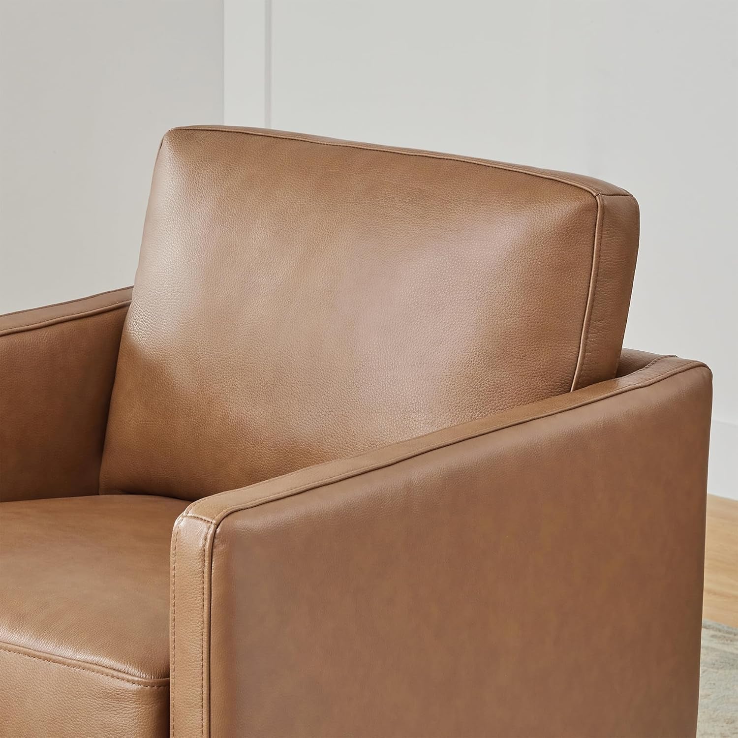 Genuine Leather Swivel Accent Chair