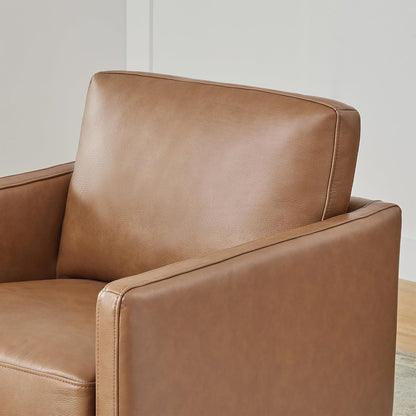 Genuine Leather Swivel Accent Chair