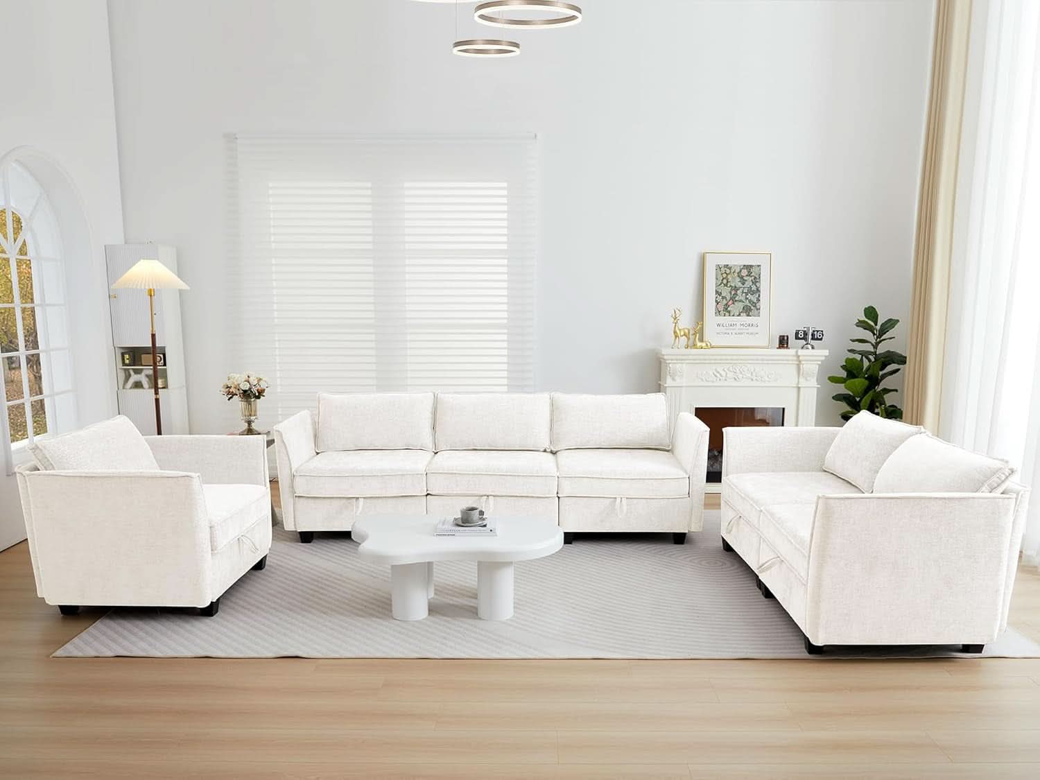 Beige Modular Sectional Sofa w/ Storage