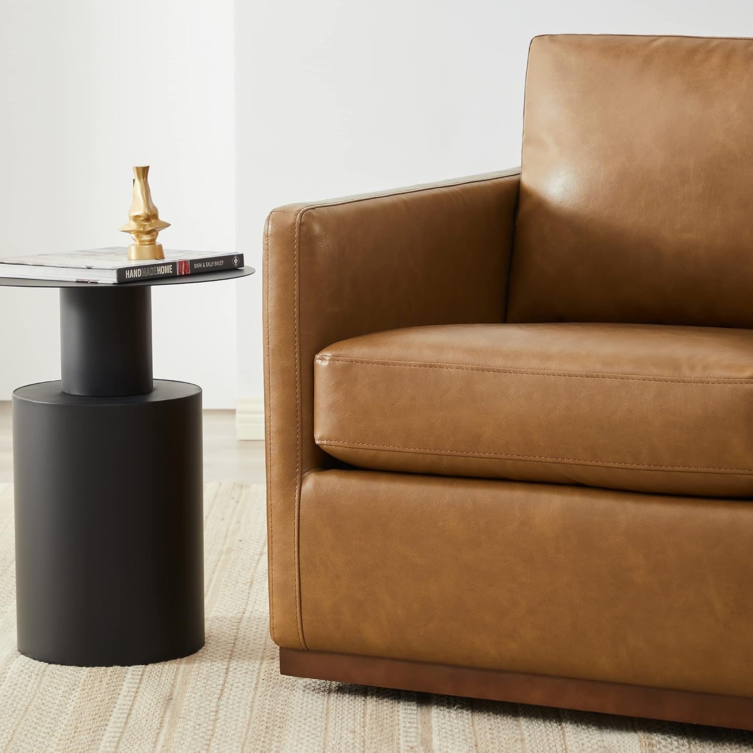 Swivel Accent Chair, Faux Leather in Saddle Brown