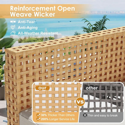 Large 7 Piece Wicker Outdoor Modular Sectional Set - Beige