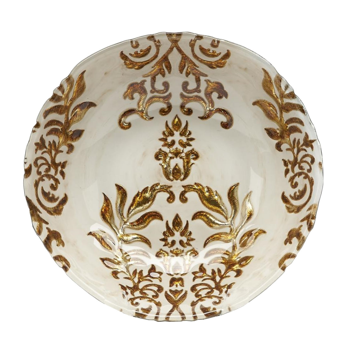 DAMASK 7.5" Ivory/Gold Bowls - Set of 4
