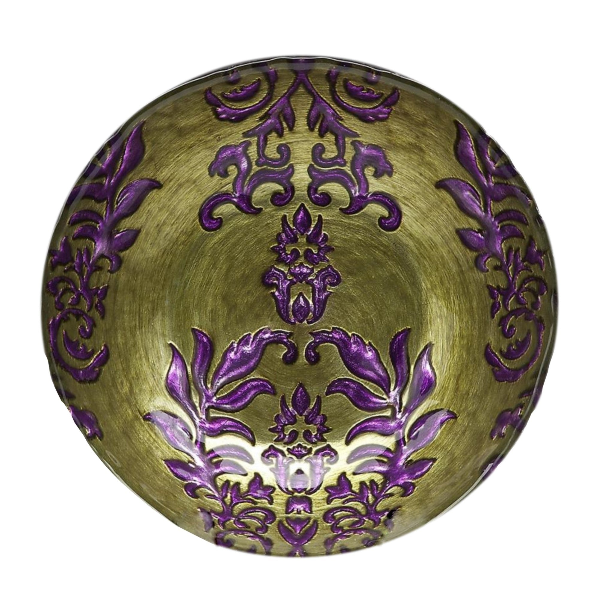 DAMASK 7.5" Green/Purple Bowls - Set of 4
