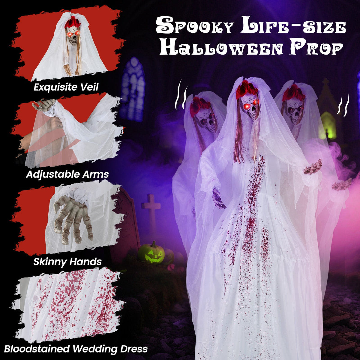 Haunted Animatronic Standing Bride - 7.2 FT Halloween Decoration