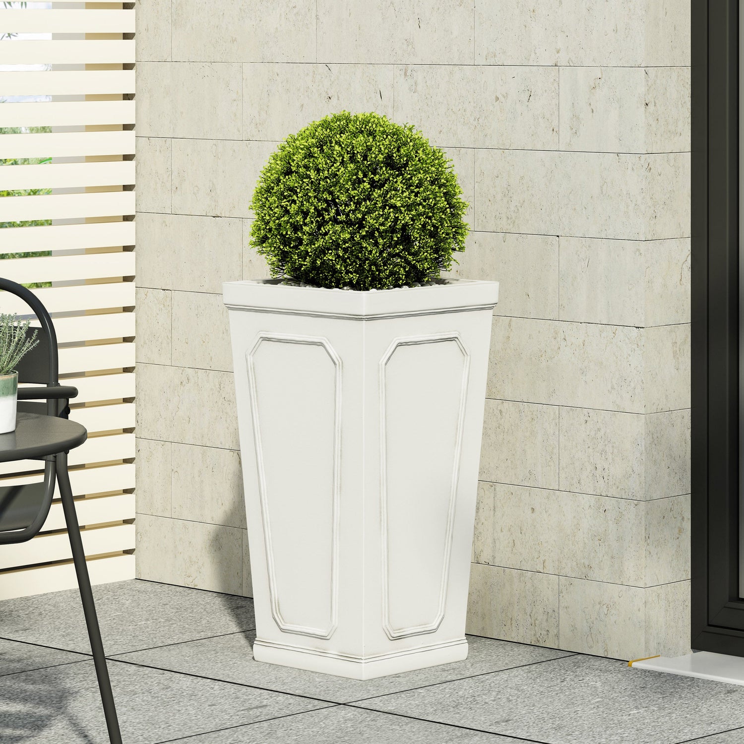 Tall Outdoor MGO Planter with Antique White Finish
