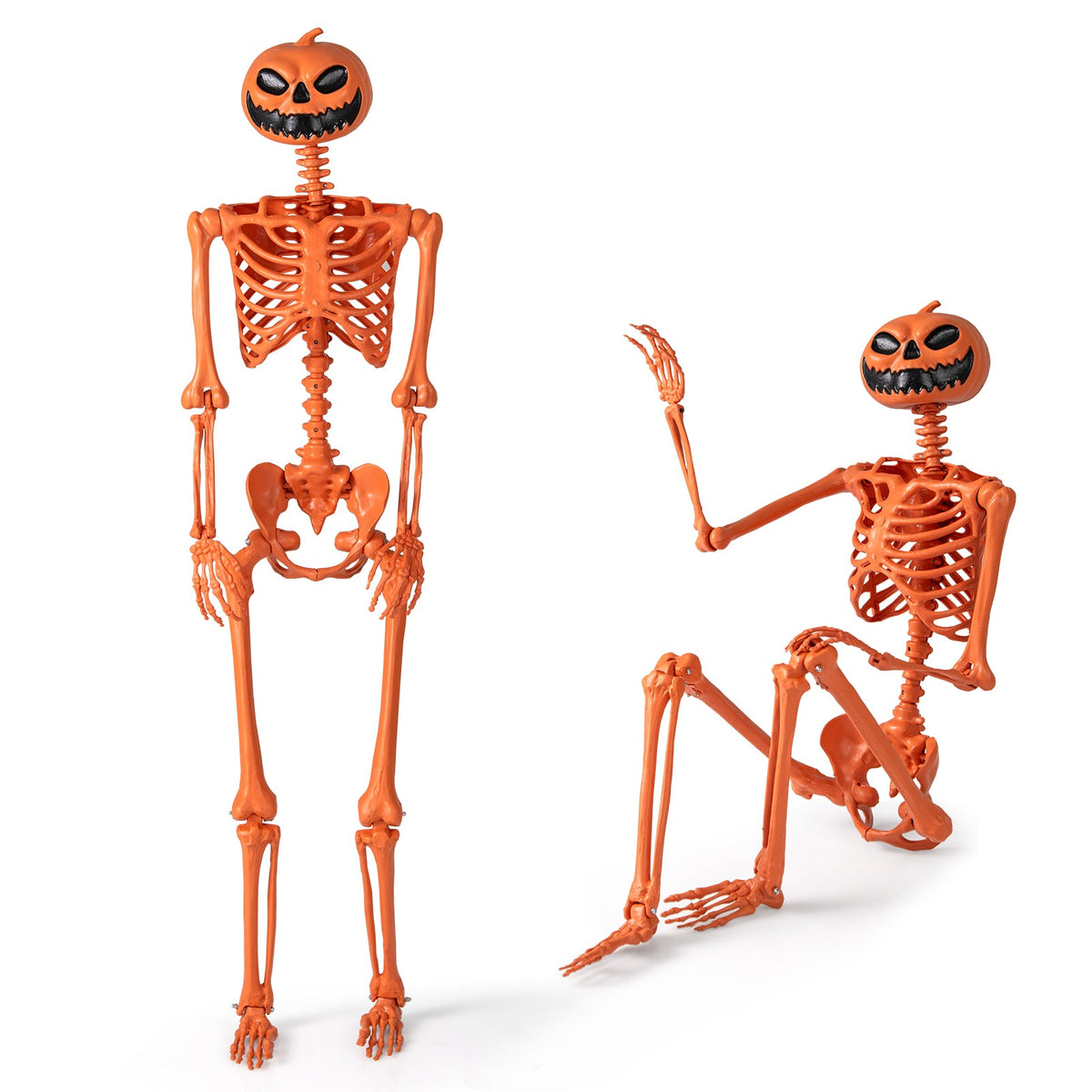 5.2 FT Life-Size Poseable Halloween Skeleton - Orange