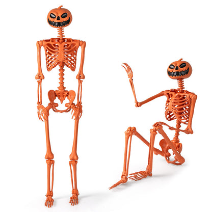 5.2 FT Life-Size Poseable Halloween Skeleton - Orange
