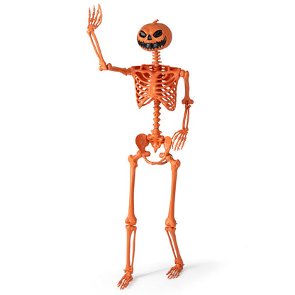 5.2 FT Life-Size Poseable Halloween Skeleton - Orange